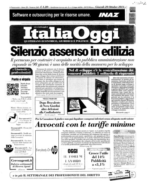 Italia oggi : quotidiano di economia finanza e politica